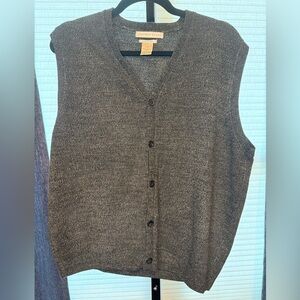 Geoffrey Beene Charcoal V-Neck Sweater Vest Size L